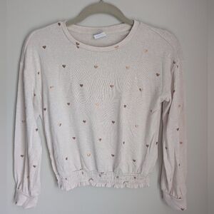 Gap Kids Gold Heart Ruffle Long Sleeve Girls Sz 10 Sweater Shirt